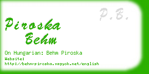 piroska behm business card